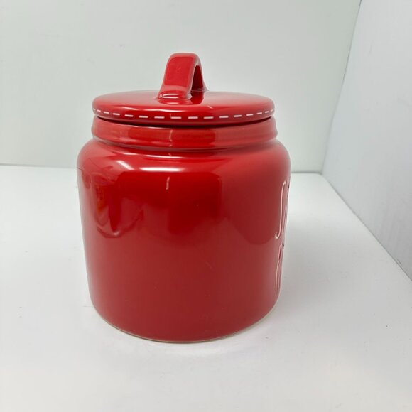 Rae Dunn Red Santa Paws Ceramic Treat Jar Canister Christmas Themed Pet Storage - Picture 10 of 15